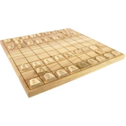 Shogi: Folding Board With Engraved Wood Tiles (Clearance)